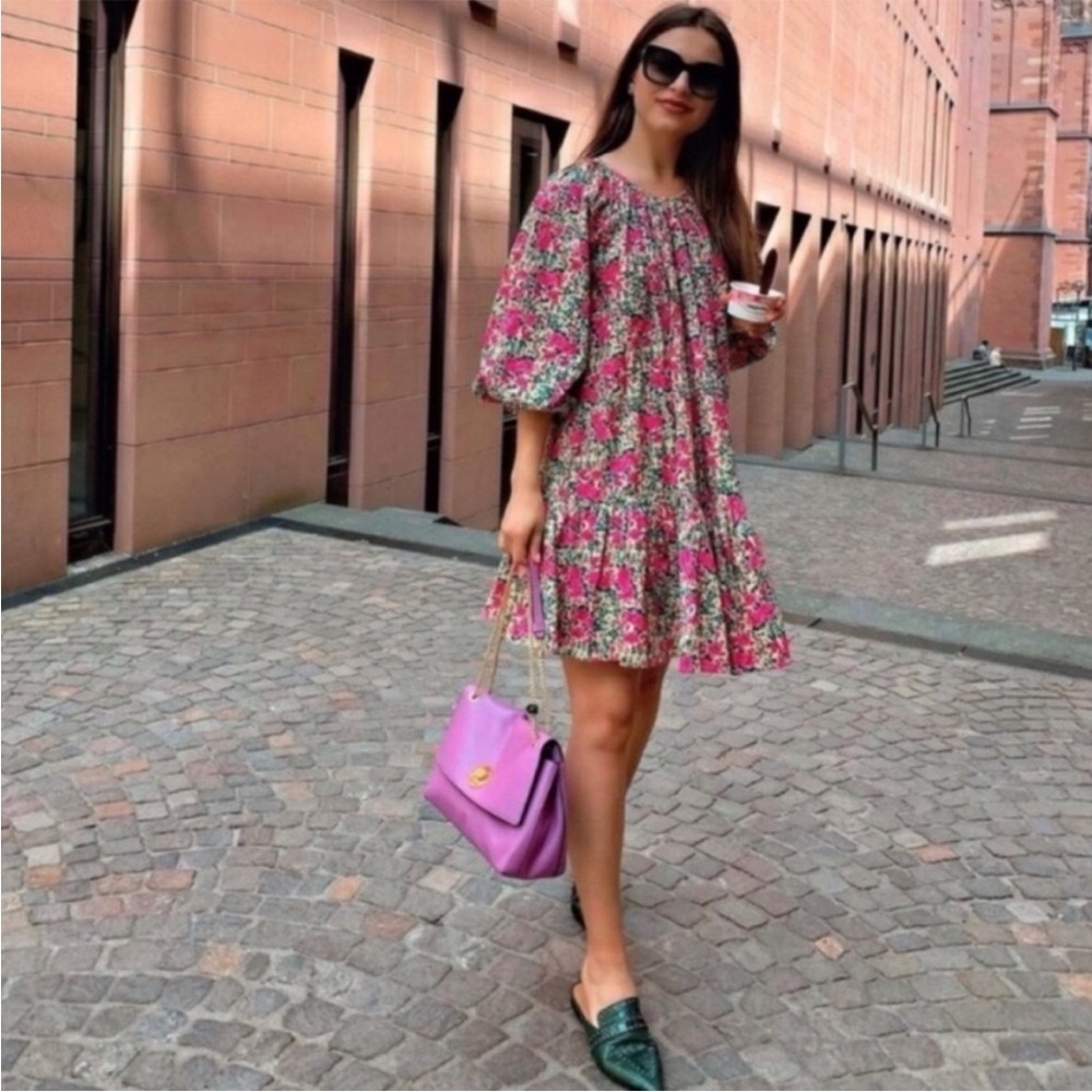 Zara Pink Floral Mini Dress - Picture 7 of 16